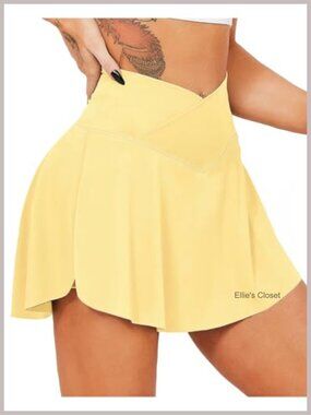 High Waisted Tennis Skort with Pockets, Pleated Athletic Mini Skirt